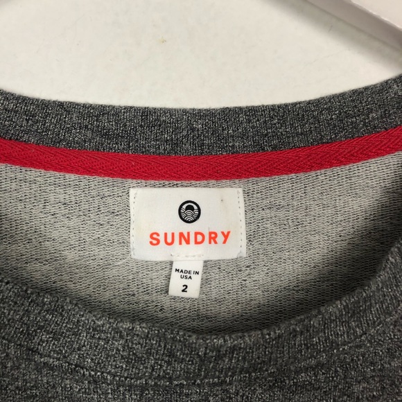 Sundry side stripe gray pullover crew neck sweater - Picture 3 of 7